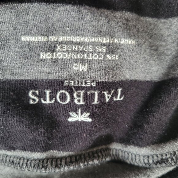 Talbots Womens Striped Turtleneck Sweater MP Cotton/Spandex Black & Gray - Picture 3 of 5